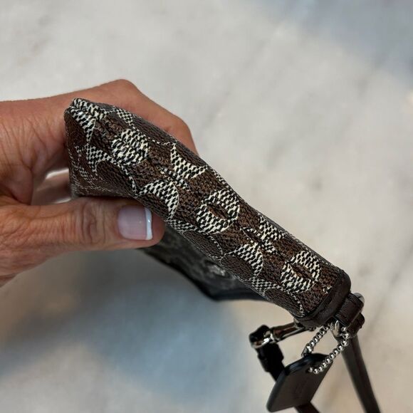 Coach Saffiano Leather Mini C Signature Logo Pouch Clutch Wristlet - Picture 9 of 14